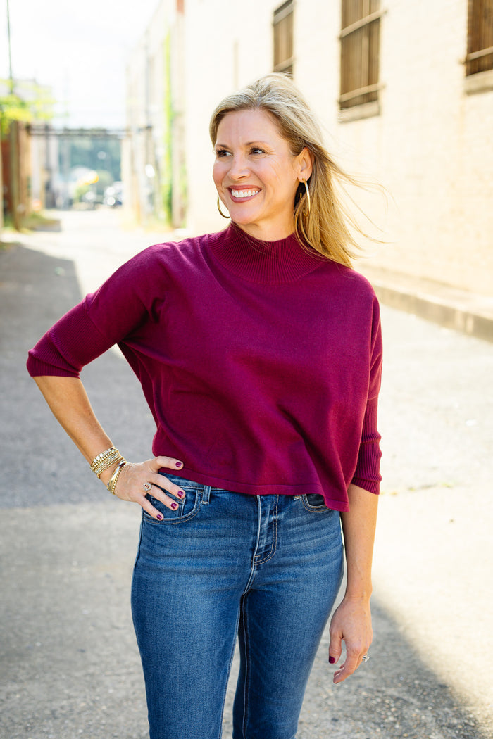 KERISMA: The Aja Ortho Solid Sweater in Bordeaux