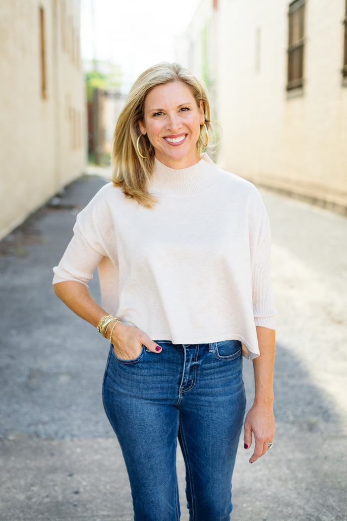 KERISMA: The Aja Ortho Solid Sweater in Ecru