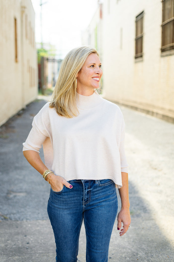 KERISMA: The Aja Ortho Solid Sweater in Ecru