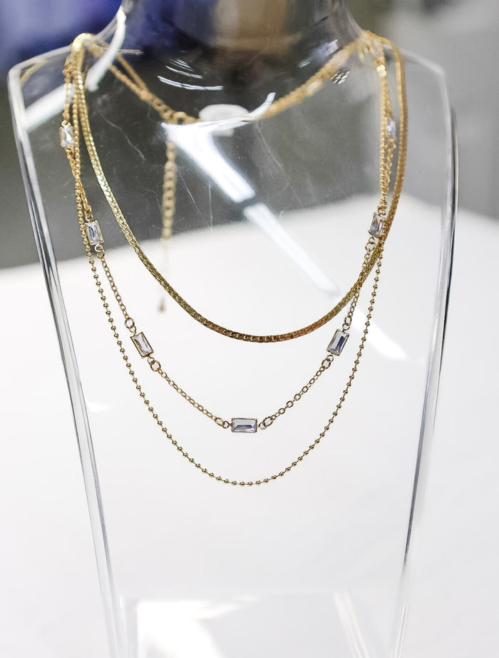 Shafir Layered Cz Necklace Gold