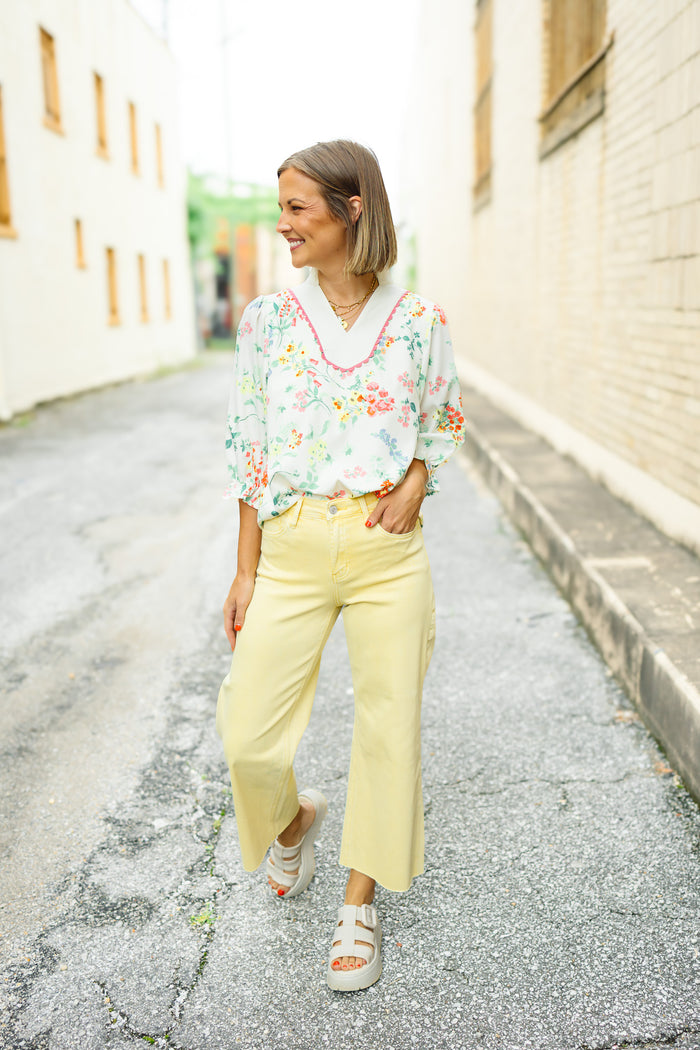 Vervet: Baby Yellow Crop Leg Jeans