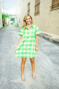 The Checkmate Dress in Lime