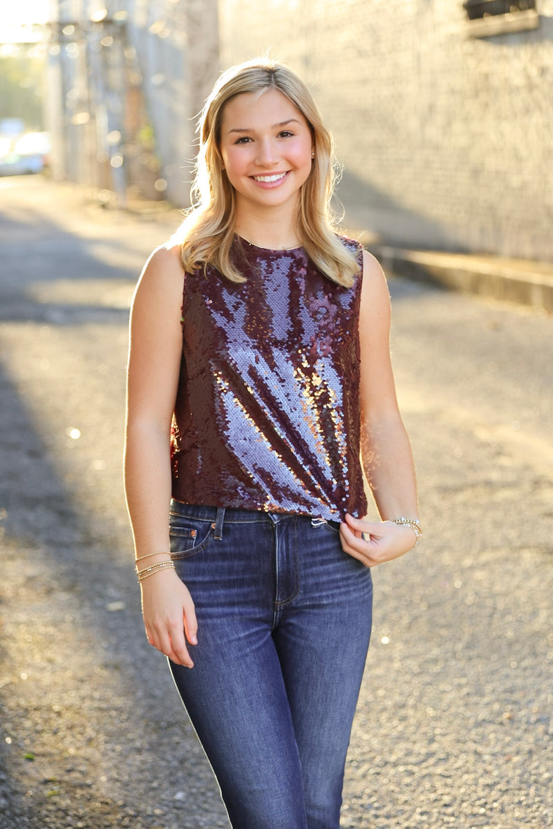 The Bordeaux Shimmer Top