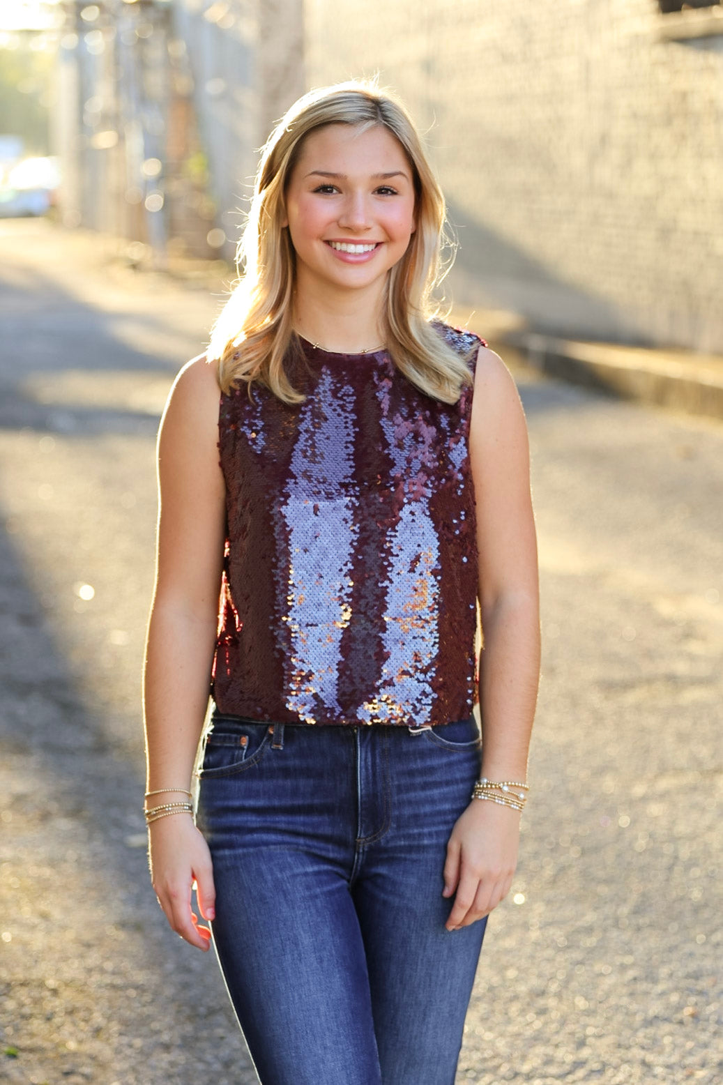 The Bordeaux Shimmer Top