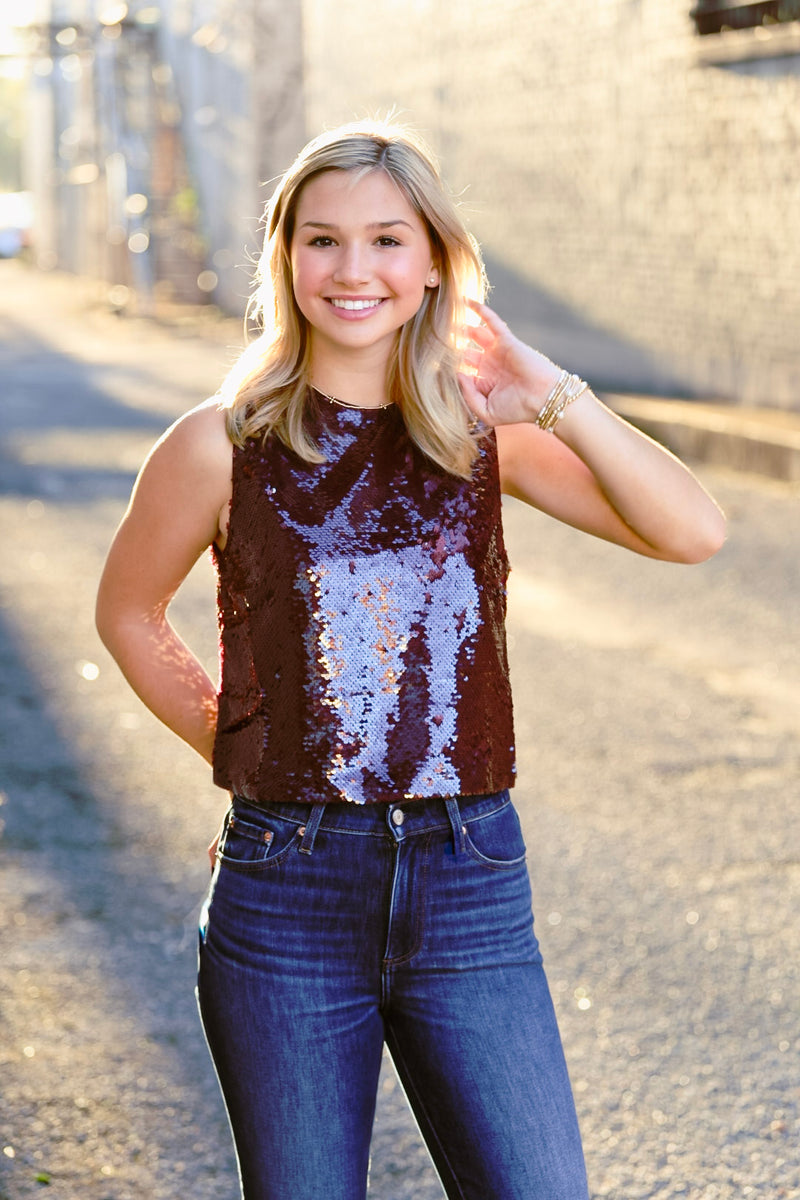 The Bordeaux Shimmer Top