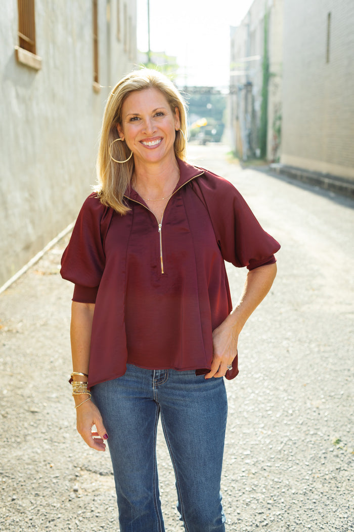 The Farrah Top in Burgundy