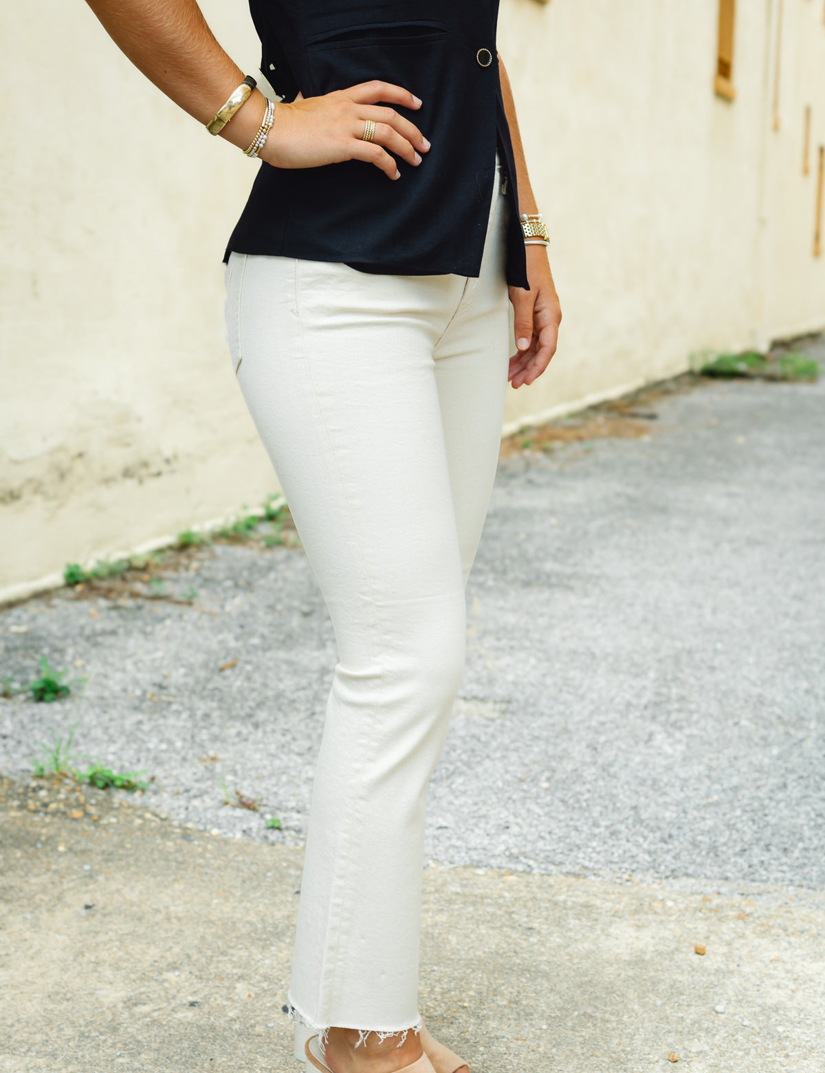 Daze Denim Shy Girl High Rise Crop Flare Raw Cut Pant