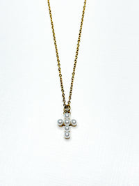 Shell Pearl Cross Necklace