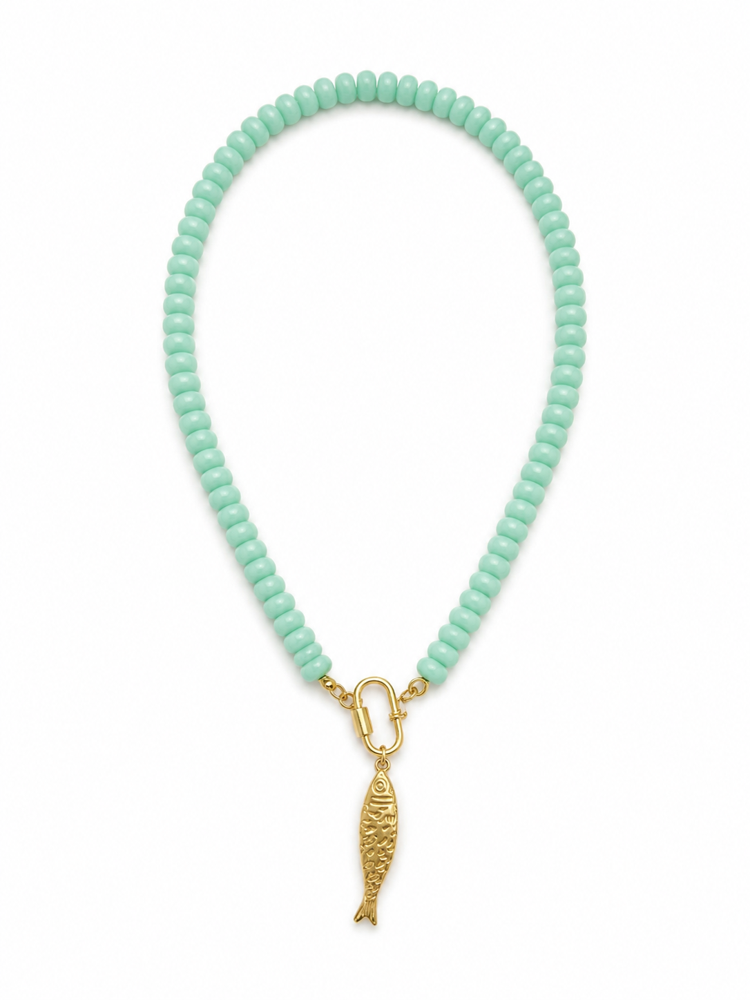 Mint Beaded Fish Necklace
