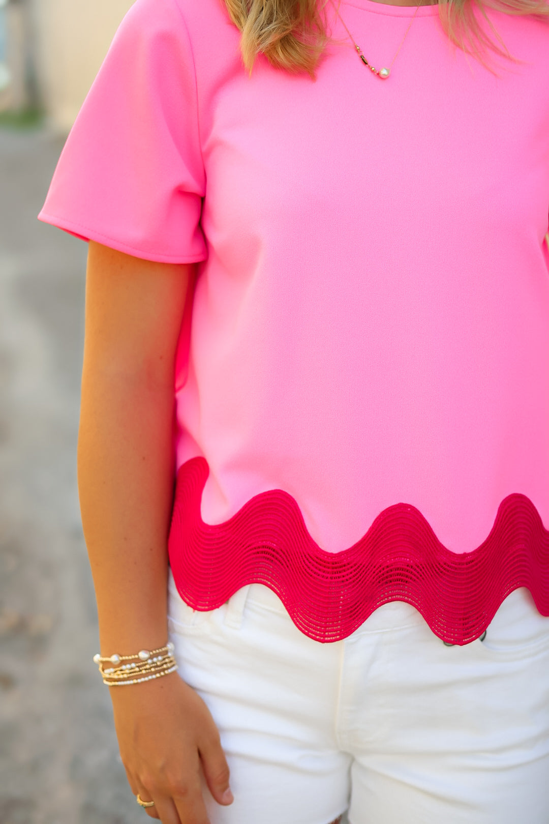 The Elva Wave Top in Neon Pink