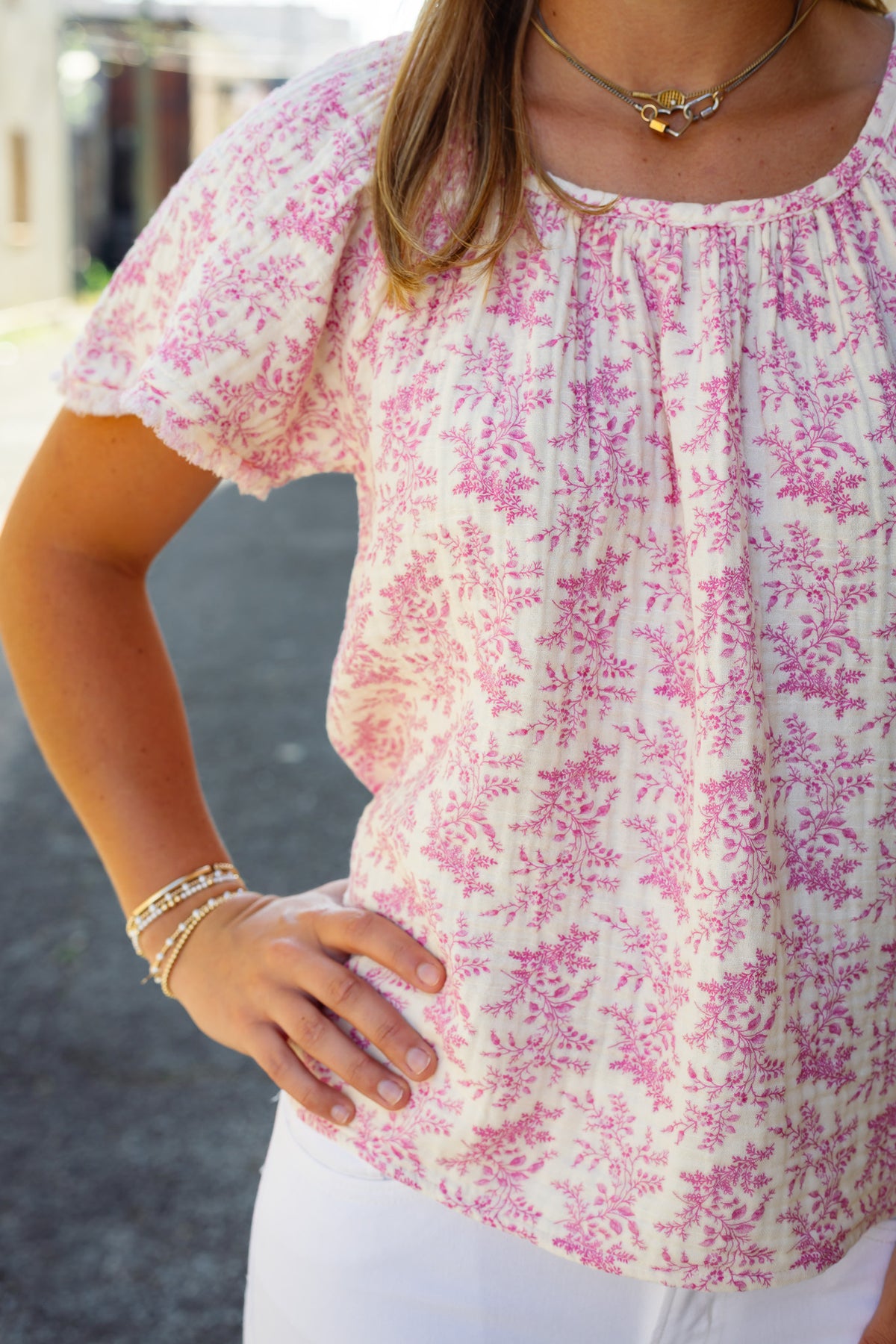 The Aubree Top in Pink