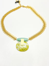 David Aubrey Turquoise and Lemon Herringbone Necklace