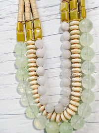 Triple Strand White Stone Necklace