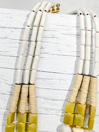 Triple Strand White Stone Necklace