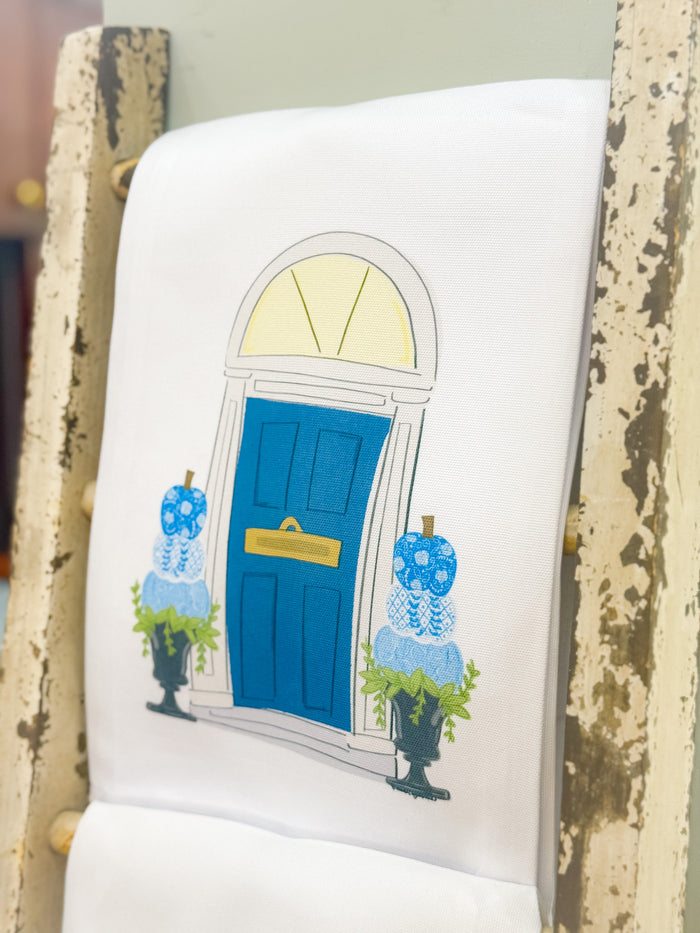 Navy Pumpkin Door Tea Towel