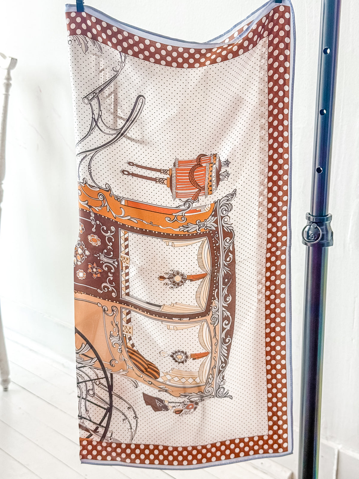 Brown Carriage Silk Scarf 28x28