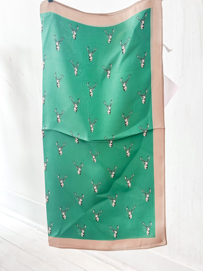 Green Bucks Silk Scarf 20x20