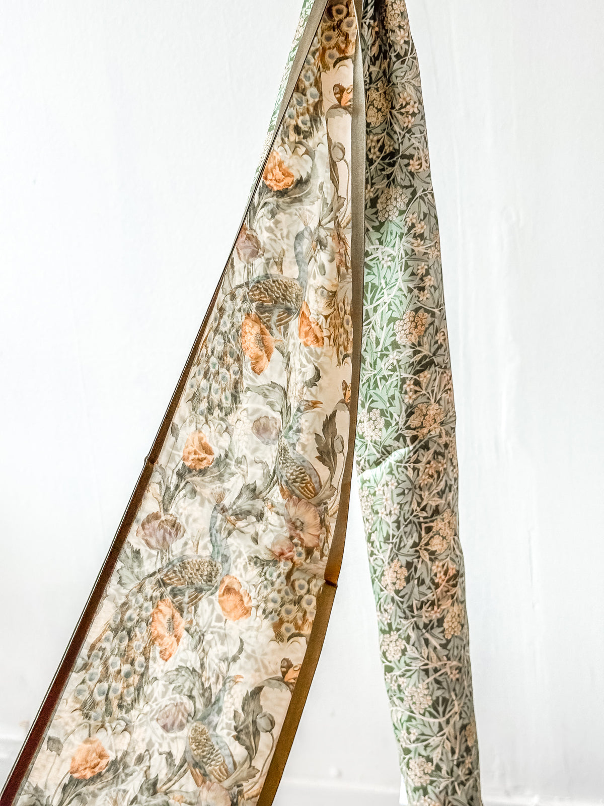 Green Peacock Reversible Silk Scarf 6x58
