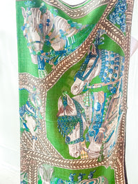 Green Horses Wool/ Silk Scarf