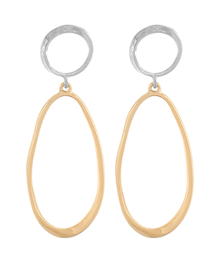 Two-tone Open Oval Drop Earrings