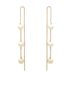3 Pearl & Bar Chain Drop Earrings