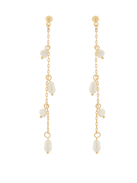 Pearl Dangle Linear Drop Earrings