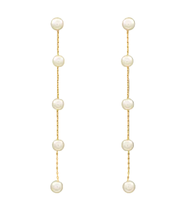 Brass Pearl Chain Drop Earrings