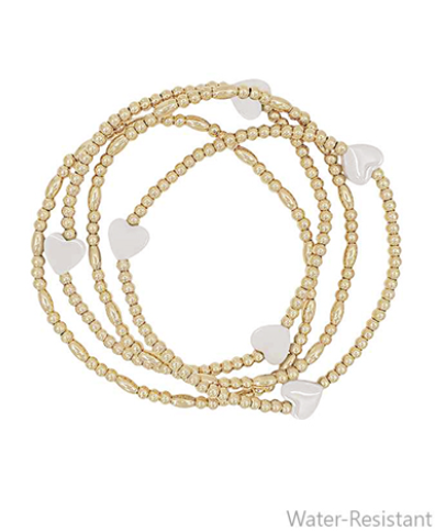 4 Row Heart Station Ball Bracelet