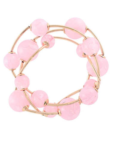 3 Row Marble Ball & Curved Metal Bracelet Set