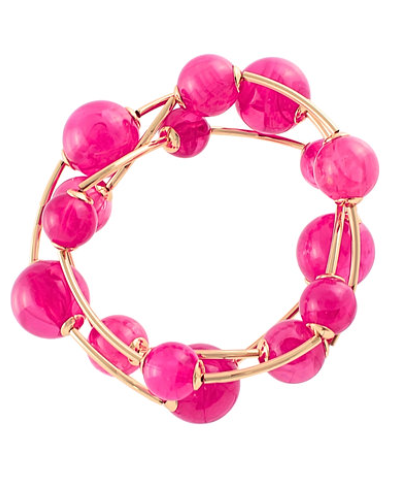 3 Row Marble Ball & Curved Metal Bracelet Set