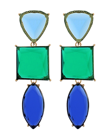 3 Color Mix Geometric Link Earrings
