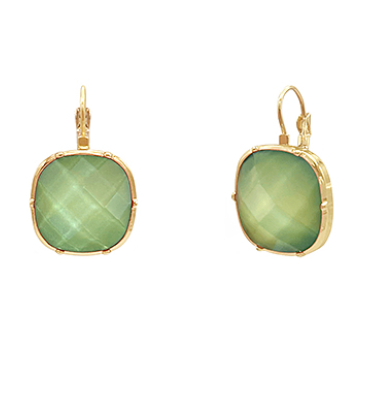 Faceted Stone French Clip Earrings
