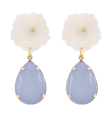 Mop Flower Teardrop Dangle Earrings