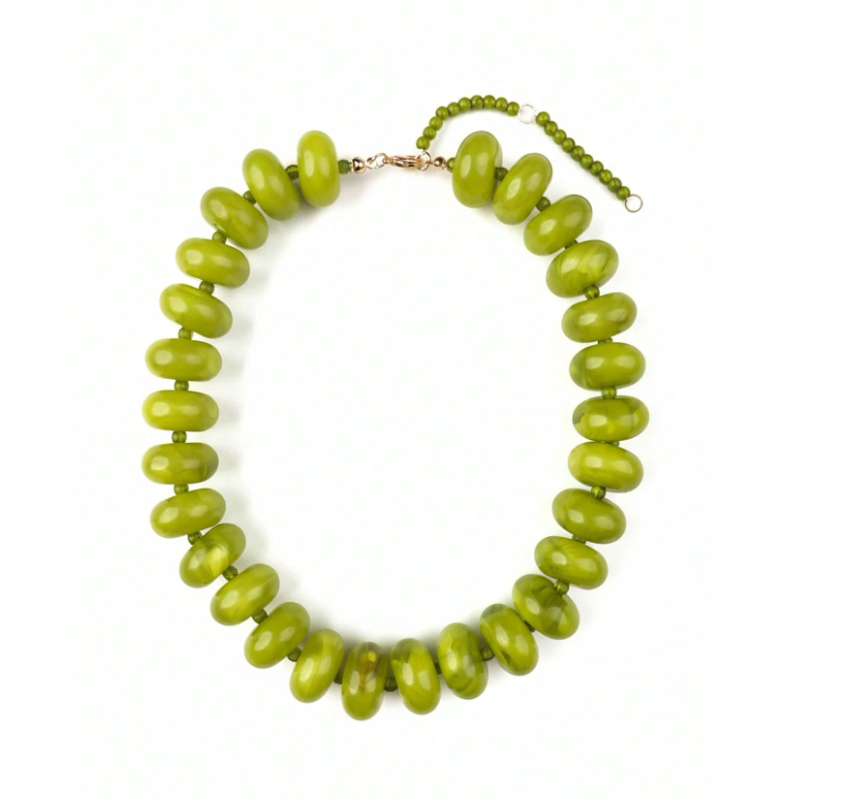 Olive Green Beaded Necklace