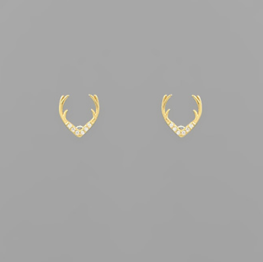 Pave Deer Antler Earrings