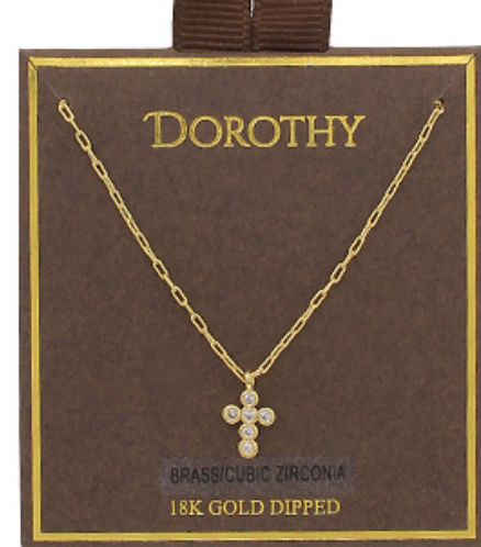 CZ Mini Cross Pendant Necklace