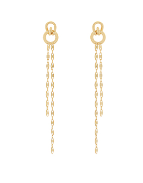 Knot & Flat Chain Linear Drop Earrings
