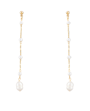 Pearl Linear Chain Earrings