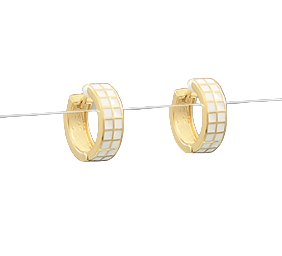 Checker Pattern Huggie Hoops