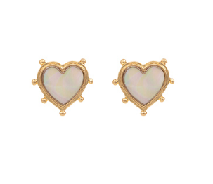 Shell Heart Stud Trim Earrings