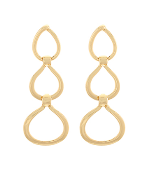 Metal 3 Oval Tiered Drop Earrings