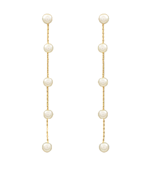 Brass Pearl Chain Drop Earrings