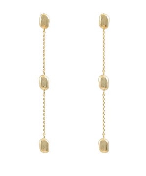 Brass Bean Linear 3 Drop Earrings
