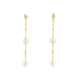 Pearl Linear Drop Gold Earrings