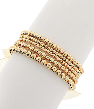 5 Row Metal Ball & Ribbon Bracelet