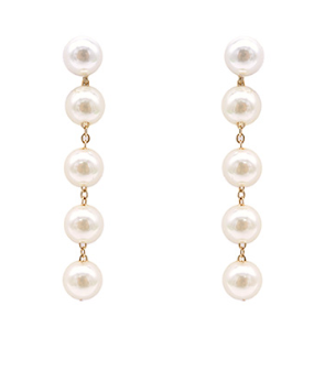 Linear Pearl Chain Earrings