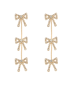 3 Link Linear Bow Earrings