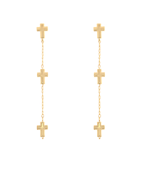 3 Cross Linear Drop Earrings