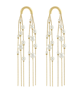 Fringe Pearl Station Long Earrings