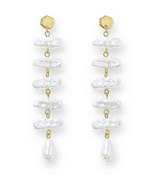 Linear Bar Pearl Earrings